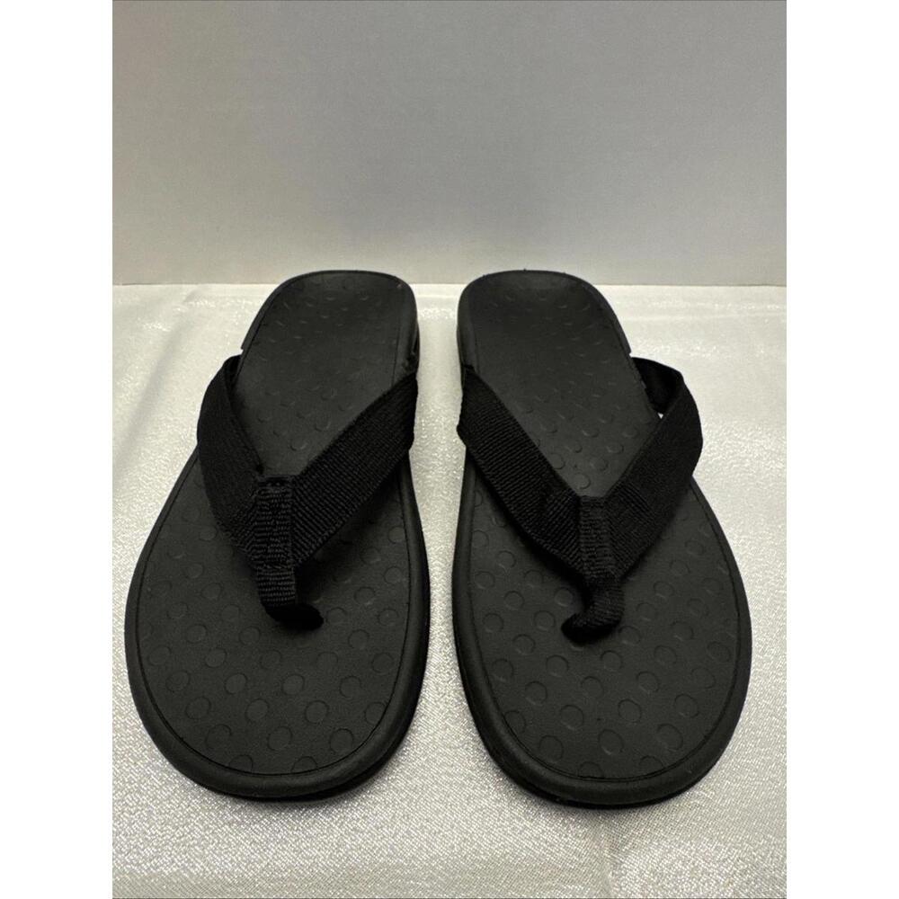 Women’s Black Canvas Straps Flip Flops Size 9